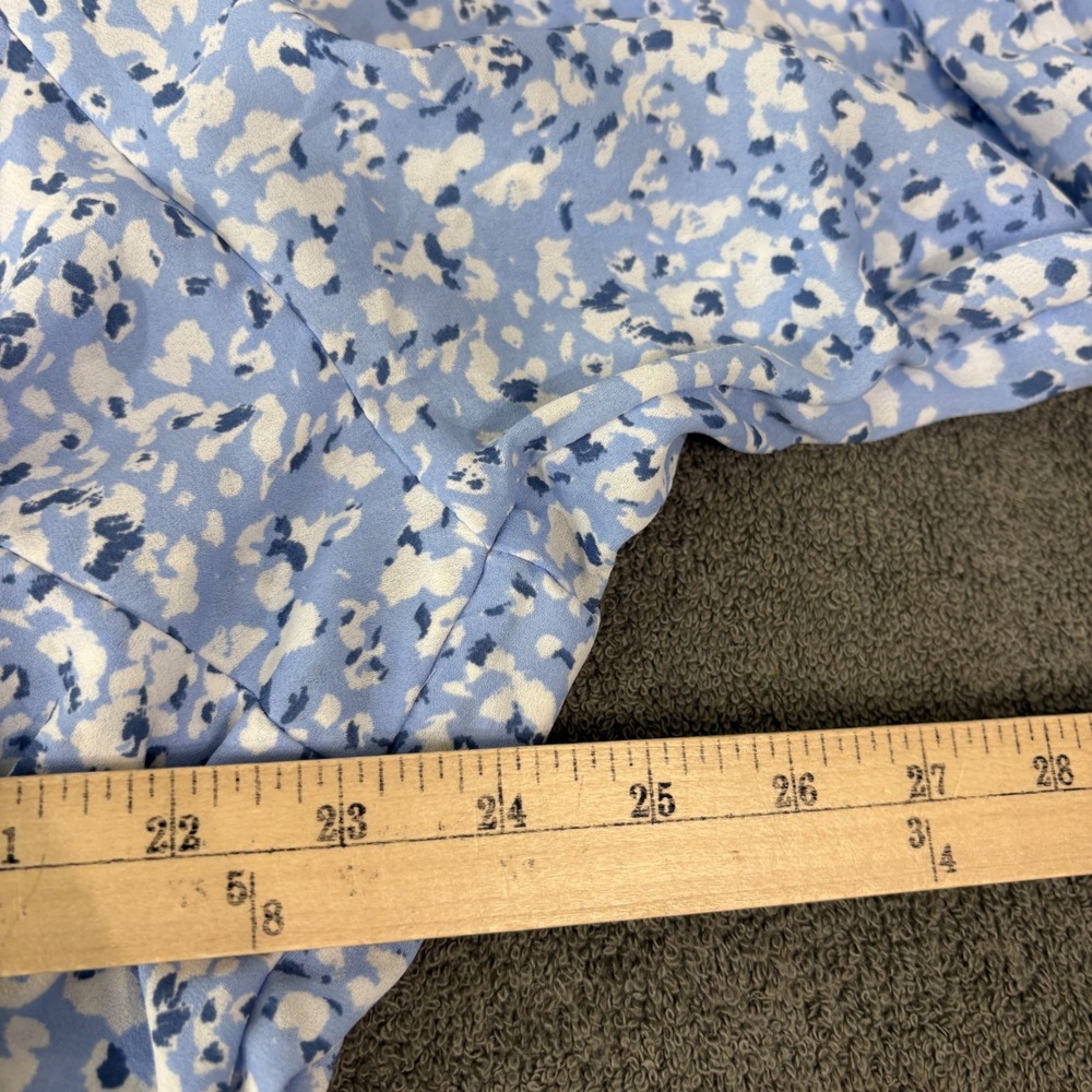 Abercrombie & Fitch Blouse Womens XXL Blue Floral Twist Front Balloon Sleeve Top - Picture 10 of 10